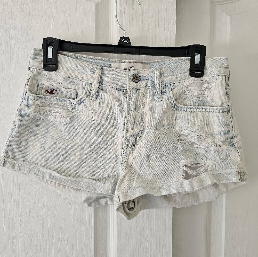 Hollister Faded Blue Distressed Jean Shorts